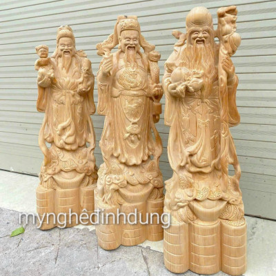 Bộ tượng phật tam đa phúc lộc bằng gỗ ngọc am thơm nức kt cao 60×17×15cm 