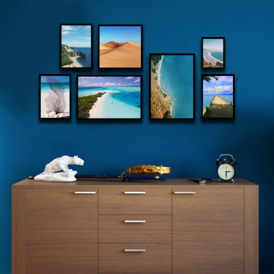 Bộ 7 Khung Hình Kính Treo Tường Tặng bộ ảnh như hình mẫu, Đinh Treo Tranh và sơ đồ treo - Khung Hình Phạm Gia PGCTK64A