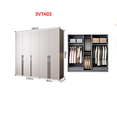 Tủ quần áo thiết kệ hiện đại - Tủ quần áo gỗ MDF 3VTA02A