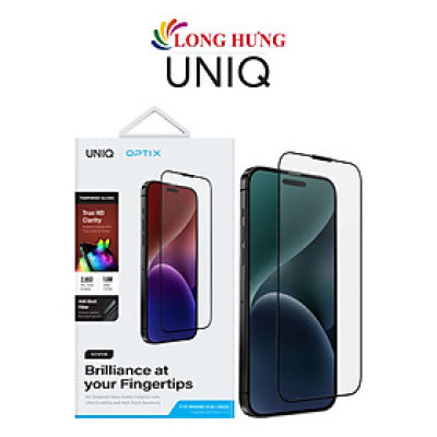 Dán màn hình cường lực Full viền chống bụi tĩnh điện Uniq Optix Clear Glass dành cho iP 15 Pro Max UNIQ-IP6.7P(2023) - Hàng chính hãng 
