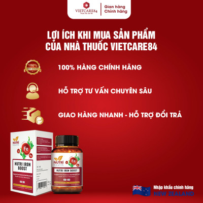[Mua 2 Tặng 1] Viên Sắt Hữu Cơ New Zealand Nutri Iron Boost 30 Viên | Giúp Bổ Sung Sắt, Acid Folic Cho Cơ Thể - Nhập Khẩu Chính Hãng