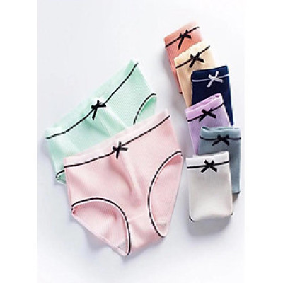 SET 5 QUẦN LÓT  GÂN TĂM ĐÍNH NƠ ( Trộn Màu )