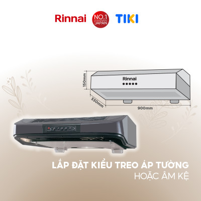 Máy hút mùi 90cm Rinnai RI-H9(Rc-G) than hoạt tính 161W - Hàng chính hãng.