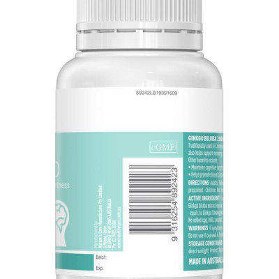 Bổ não Úc Healthy Care Ginkgo Biloba 2000, Giúp tăng tuần hoàn máu não, Cải thiện chức năng nhận thức, Trí nhớ, Giúp an thần và Giảm Stress - QuaTangMe Extaste