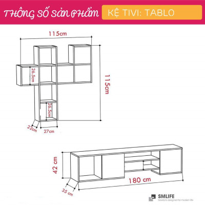 Kệ để tivi gỗ cho phòng ngủ gia đình SMLIFE Tablo