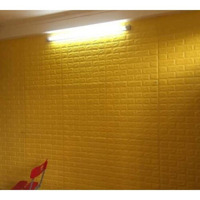 Bộ 5 Tấm Xốp Dán Tường 3D Giả Gạch Vàng Đậm 70cmx77cm