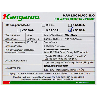 Máy Lọc Nước RO Kangaroo VTU KG109A 9 lõi - Hàng Chính Hãng