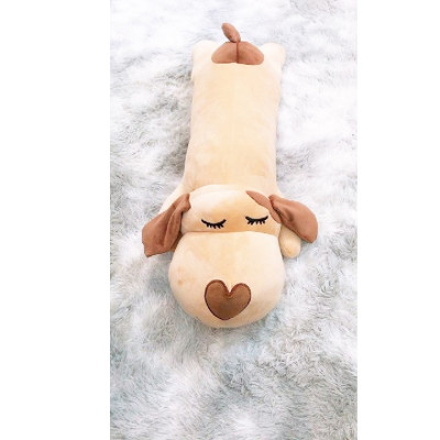 Gấu bông chó dài nâu, thú nhồi bông chó lười cao cấp vải nhung co giãn 4 chiều