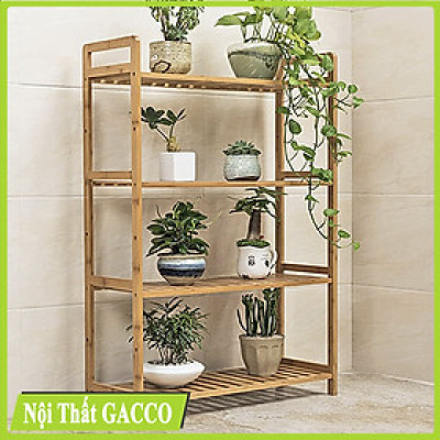 Kệ gỗ đa năng 4 tầng làm từ gỗ tự nhiên, dùng làm tủ trang trí, kệ giày dép, để chậu hoa