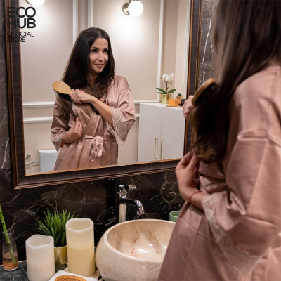 Lược chải tóc massage ECOHUB lông mềm mịn tự nhiên có túi khí, Tạo Kiểu Tóc Mượt Mà | E00417