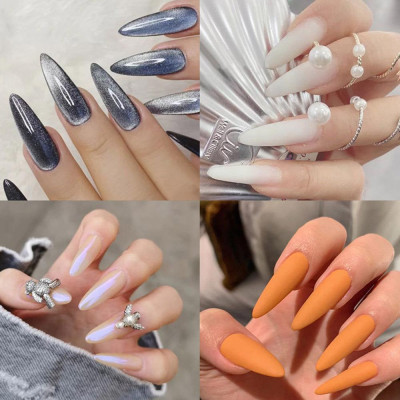 Móng Típ Nối Móng Giả Siêu Dài, 500pcs, Nhựa ABS An Toàn, 2 Màu Trong Và Đục Tự Nhiên, Phom Nhọn Và Thang Làm Nail