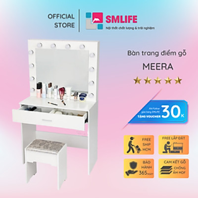 Bàn trang điểm có gương đèn LED SMLIFE Meera