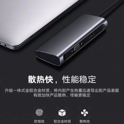 Ugreen UG50319CM163TK Bộ chuyển đổi TYPE C sang 3 USB 3.0 + HDMI + VGA + hỗ trợ nguồn TYPE C - HÀNG CHÍNH HÃNG