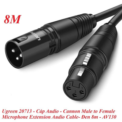 Ugreen UG20713AV130TK 8M Màu Đen Cáp nối dài Microphone cannon âm thanh - HÀNG CHÍNH HÃNG