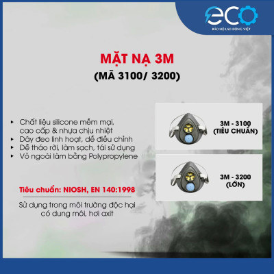 Combo Mặt Nạ 3M 3100/3200 Chính Hãng – Lọc Hơi Độc, Chống Mùi Hóa Chất, Dùng Phun Sơn & Phun Thuốc