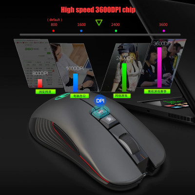 Chuột Gaming LED Chơi Game Không Dây Wireless 2.4GHZ 3600DPI T30 - Hàng Nhập Khẩu