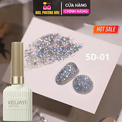 Sơn Gel Nhũ Flash 5D XEIJAYI Siêu Sáng Kim Tuyến Trắng Bạc 5D-01 Nhũ Vàng 5D-05 Lấp Lánh Làm Nail Siêu Hot, Ánh Kim Lấp Lánh, Gel Đặc Mịn Màu Chuẩn