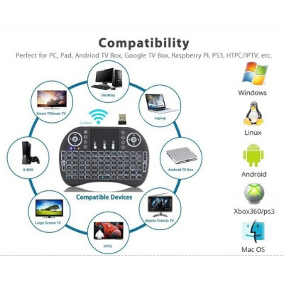 Bàn phím Wireless mini UKB500- Bàn phím không dây mini keyboard kiêm chuột cảm ứng đa năng wireless - Hàng chính hãng