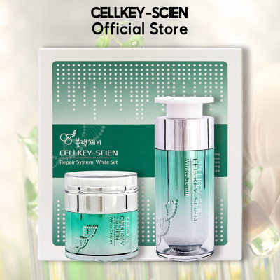 Bộ Dưỡng Trắng Da Tế Bào Gốc Hàn Quốc Cấp Ẩm Xóa Nhăn Phục Hồi Trẻ Hoá Da Và Chống Lão Hoá Cellkey-Scien Repair System White Set (60ml)