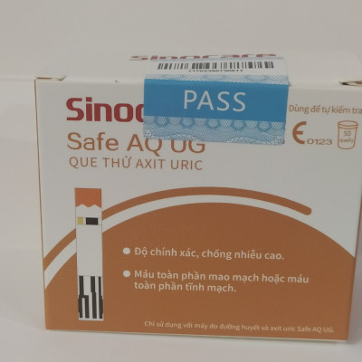 50 Que Thử Axid Uric  ( Bệnh Gút) Dùng Cho Máy Safe AQ UG Sinocare  kèm 50 Kim Chích máu