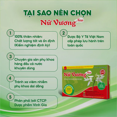 Nữ Vương New Vinh Gia Hỗ Trợ Cân Bằng PH Vùng Nhạy Cảm, Giảm Khí Hư, Ngứa Vùng Nhạy Cảm, Phòng Ngừa Các Bệnh Phụ Khoa Hộp 30 Viên
