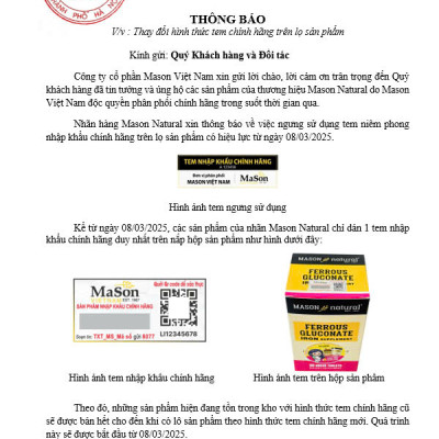 Viên uống sắt cho bà bầu MASON NATURAL Ferrouse Gluconate Mỹ 50 - 100 viên giúp bổ máu tăng sức đề kháng