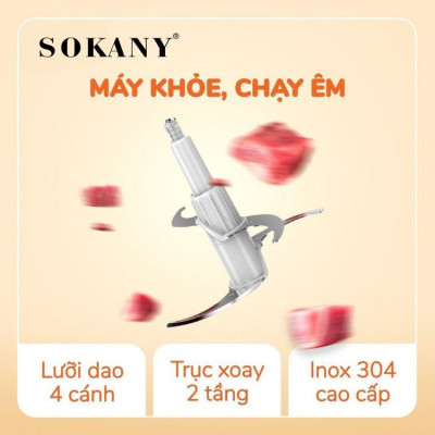 Máy xay thịt đa năng 2IN1 SOKANY SK-7030 cối INOX304, công suất 500W xay thịt, bóc tỏi tiện lợi - HÀNG CHÍNH HÃNG