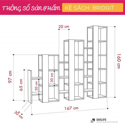 Giá sách gỗ công nghiệp hiện đại thiết kế đẹp SMLIFE Bridgit