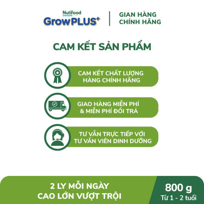 Sữa bột Nutifood GrowPLUS+ Cao Lớn Vượt Trội trên 1 tuổi Lon 800g
