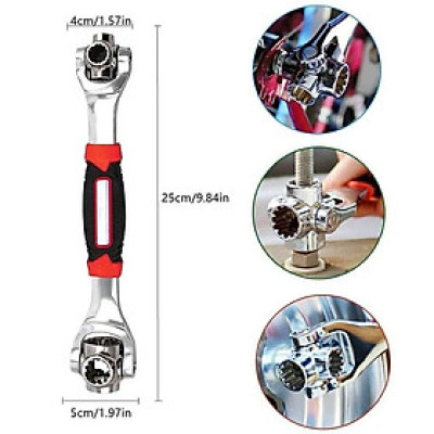 Bộ Cờ Lê Mỏ Lết 8 Đầu Xoay Đa Năng 48 in 1 - Dụng Cụ Tháo Lắp Có Nam Châm - Hàng Chính Hãng
