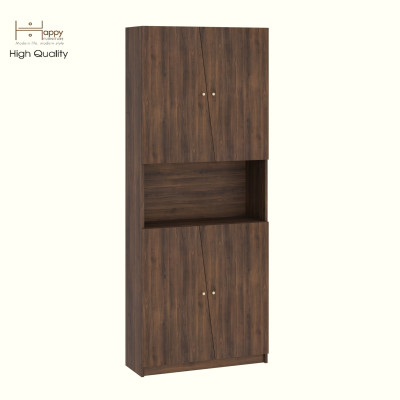 HAPPY FURNITURE , Kệ sách cửa kính 2 ngăn kéo - DALEY , KSA_108 , 80cm x 30cm x 200cm DxRxC