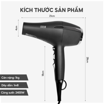 Máy sấy tóc 2 chiều nóng lạnh Lebenlang LBL3066, 2400W, hai đầu sấy cùng công nghệ ion chống xơ rối làm suôn mượt bảo vệ tóc, bảo hành 2 năm - hàng chính hãng