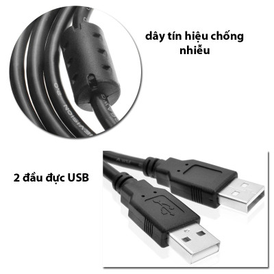 Dây Cáp USB 2 Đầu Dương 1.5m có cục chống nhiễu - Hàng Nhập Khẩu