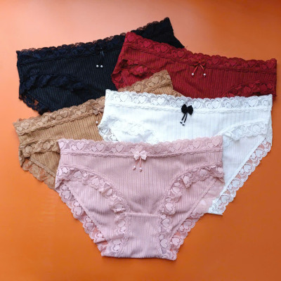 Quần lót nữ thun gân tăm  cotton Vicci QV.45  cạp viền ren  mềm mịn, co giãn 4 chiều