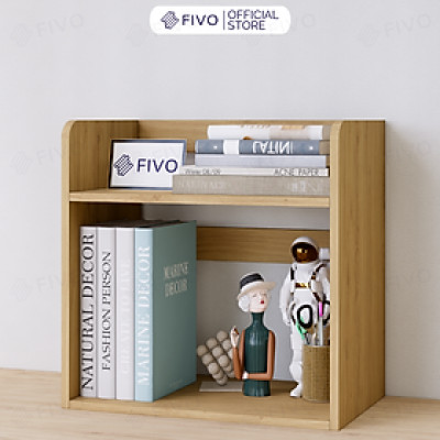 Kệ Sách Gỗ 2 Tầng Đa Năng FB22 FIVO Màu Gỗ Và Walnut, Thiết Kế Hiện Đại, Decor Bàn Học, Bàn Làm Việc Gọn Gàng