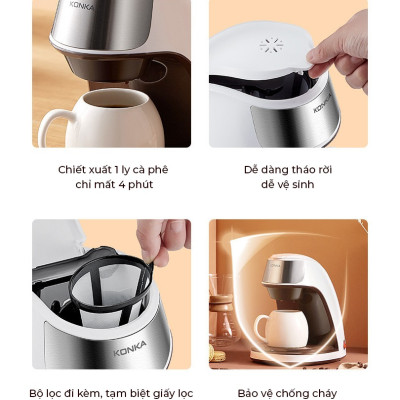 Máy Pha Cà Phê KONKA KCFCS2 Thiết Kế Kiểu Mới Hiện Đại, Sang Trọng - Hàng nhập khẩu