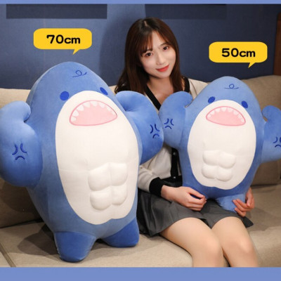 Thú nhồi bông cá mập cơ bắp - Size từ 45cm đến 75cm - Quà tặng cá mập cơ bắp nhồi bông êm mịn dễ thương - Gối ôm mềm mịn cho bé
