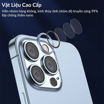 Bộ vòng kính cường lực viền kim loại bảo vệ camera cho iPhone 15 Pro / 15 Pro Max / 15 Plus / iP 15 hiệu Kuzoom AR-LENS độ cứng 9H, chống trầy xước, giữ nguyên chất lượng ảnh chụp - Hàng nhập khẩu