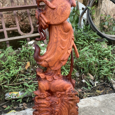 Tượng phật đạt ma sư tổ bằng gỗ hương tô mầu giả cổ kt cao 60