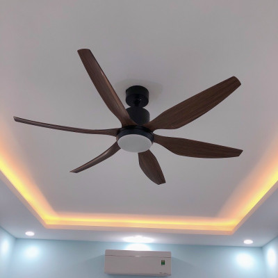sải cánh 1m67 dài, Quạt trần 6 cánh có đèn Led trang trí, điều khiển từ xa, động cơ DC 6 số tiết kiệm điện