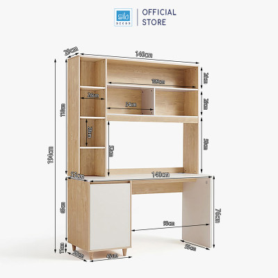 Bàn Máy Tính Làm Việc Kết Hợp Kệ Tủ Sách Lớn Hiện Đại Thương Hiệu SIB Decor BLV67