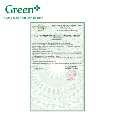 Viên tỏi đen, giấm đen Nhật Bản - Fermented Black Garlic Green+