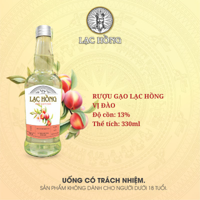 [COMBO 6 CHAI] Rượu Gạo Lạc Hồng Vị Đào thơm ngon dễ uống được chưng cất từ gạo lên men 330ml