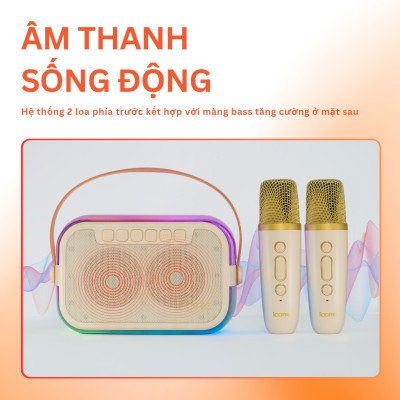 Bộ Loa Karaoke mini Bluetooth iCore ISM69 kèm 02 Micro - Hàng Chính Hãng