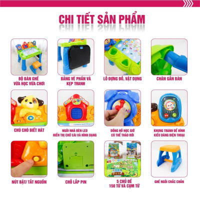 Bộ bàn ghế hỗ trợ học tập và vui chơi cho bé, nhiều hiệu ứng và bài học hấp dẫn Winfun 1207