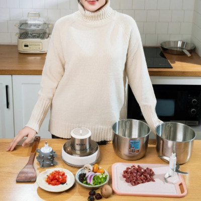 Máy Xay Thịt inox Haatz CIM382 - 2 Cối 2,5L, 500W Kèm Phụ Kiện Đánh Ruốc - Hàng Chính Hãng Bảo Hành 2 Năm