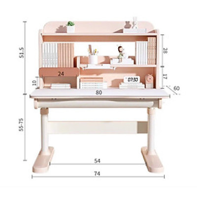 Bộ bàn ghế học sinh thông minh chống cận điều chỉnh cao thấp tay quay Juno sofa CTIRSP80 kèm đèn ngang 80cm 