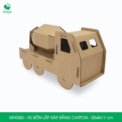 MFK06D - Xe bồn carton - 20x8x11 cm - Đồ chơi lắp ráp mô hình từ bìa carton cứng cao cấp