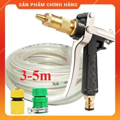 ️ Bộ dây vòi xịt nước rửa xe, tưới cây , tăng áp 3 lần, loại 3m, 5m 206236Eđầu đồng, cút+ túi đựng bút