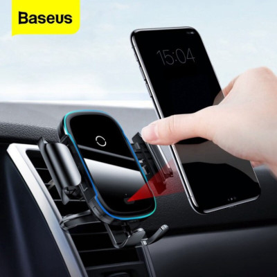 Đế Sạc Không Dây Trên Xe Hơi Siêu Nhanh Công Suất 15W Có Thể Gắn Cửa Gió Hoặc Hút Chân Kính Chính Hãng Baseus